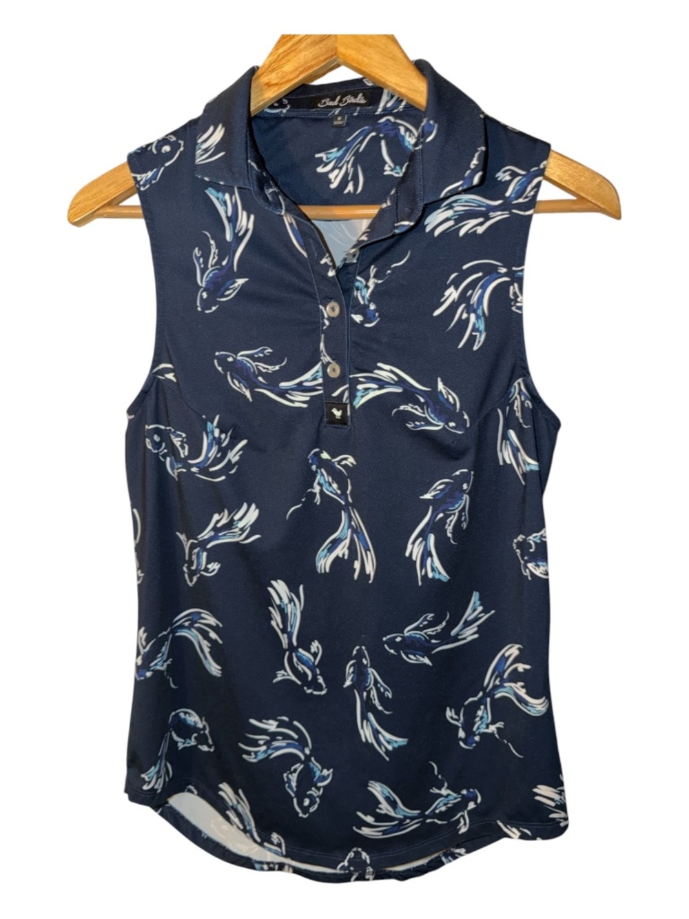 Bad Birdie Beta Fish Sleeveless Golf Polo S